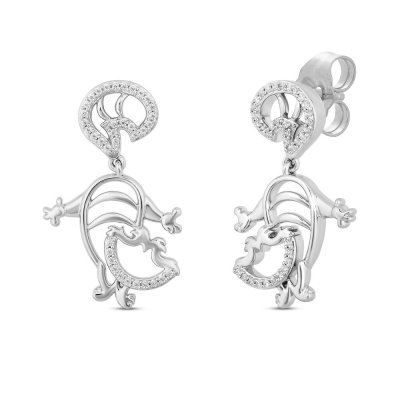 Disney Treasures Alice in Wonderland Cheshire Cat Diamond Earrings 1/5 ct tw Sterling Silver