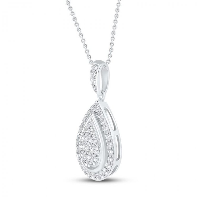 Teardrop Diamond Necklace 1/2 ct tw 10K White Gold 19