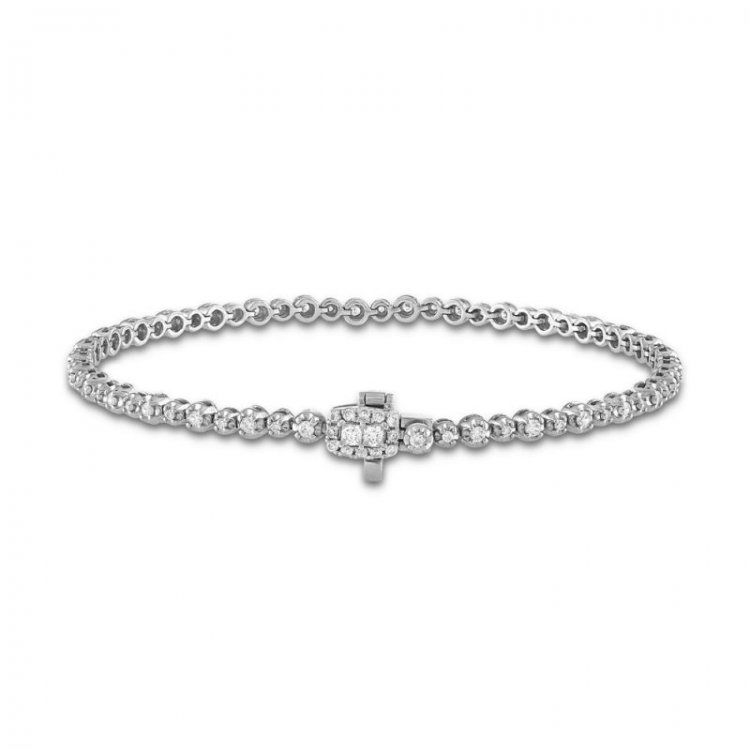 Forever Connected Diamond Bracelet 1 ct tw Round-Cut 10K White Gold 7.25