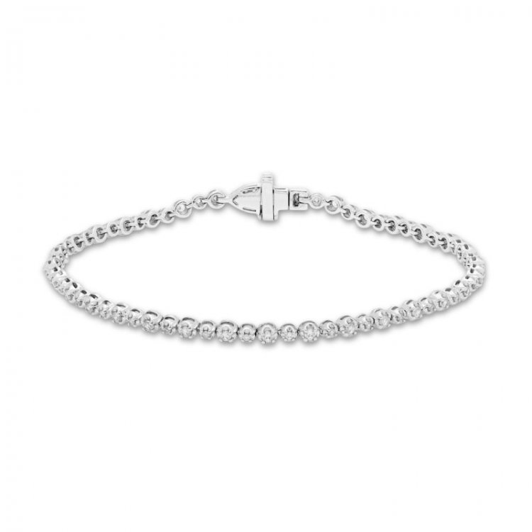 Forever Connected Diamond Bracelet 1 ct tw Round-Cut 10K White Gold 7.25