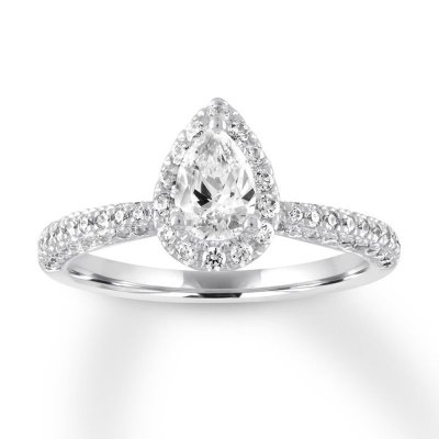 Diamond Engagement Ring 1 ct tw Pear/Round 14K White Gold