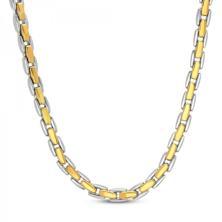 Mens Link Necklace Stainless Steel Yellow Ion-Plated 24