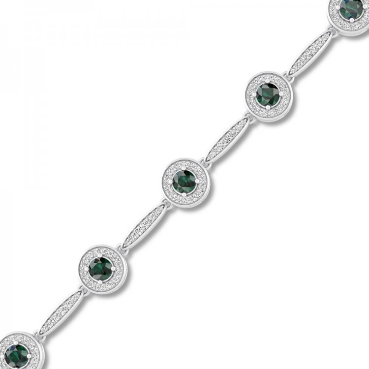 Lab-Created Emerald Bracelet Sterling Silver 7.5"