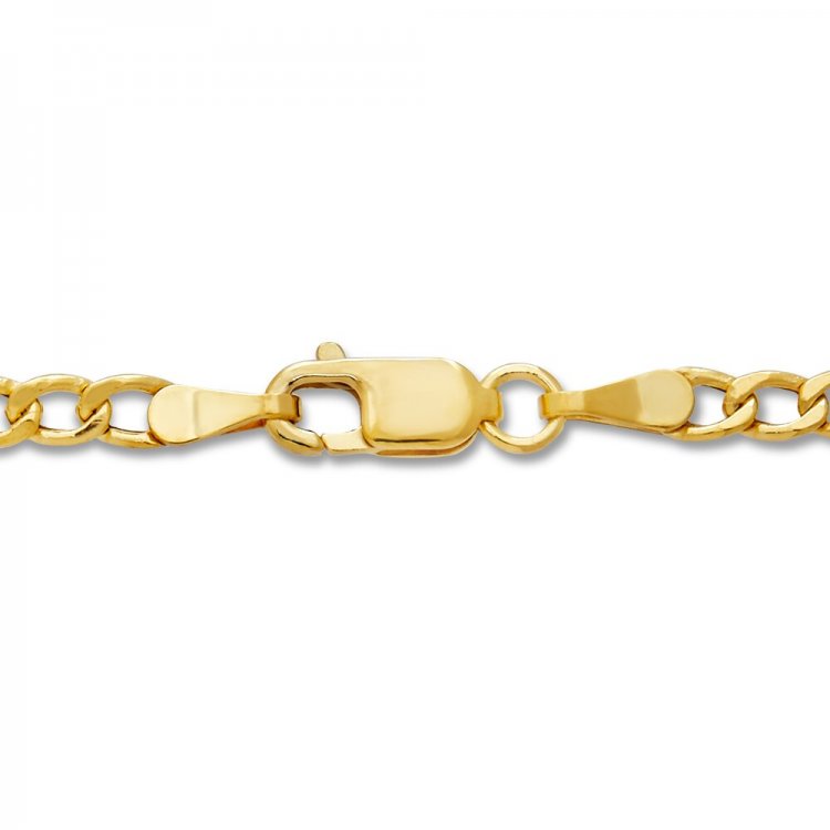 Mens Hollow Figaro Chain 14K Yellow Gold 22