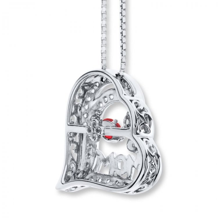 Unstoppable Love Mom Necklace Lab-Created Ruby Sterling Silver