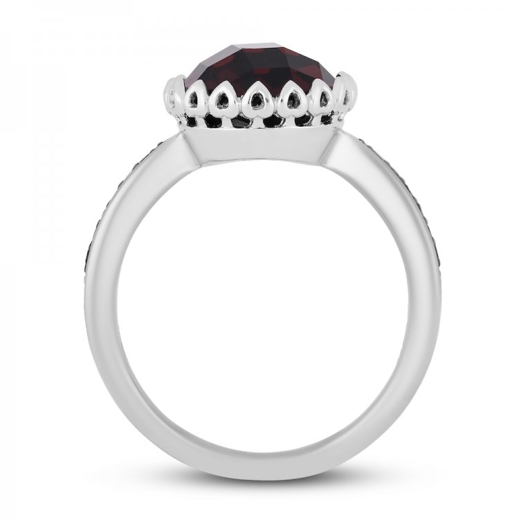 Disney Treasures Alice in Wonderland Red Queen Diamond/Garnet Ring 1/10 ct tw Sterling Silver