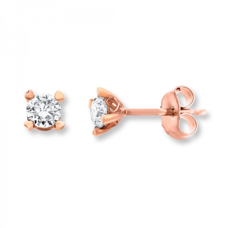 Diamond Earrings 1/2 ct tw Round-cut 14K Rose Gold