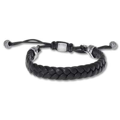 Men's Leather Bracelet Stainless Steel