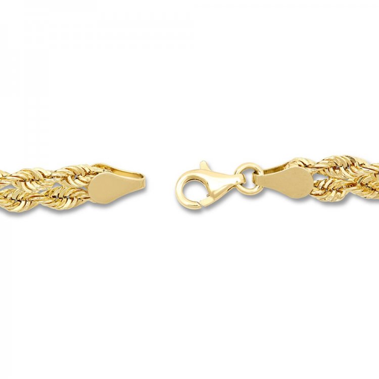 Double Rope Chain Bracelet 10K Yellow Gold 7.5"