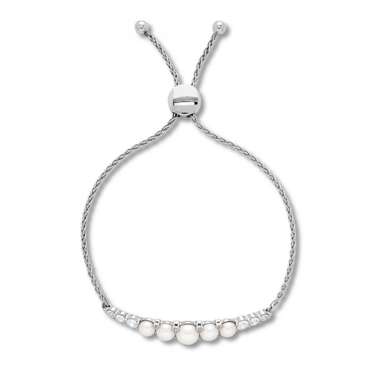 Cultured Freshwater Pearl Bolo Bracelet Sterling Silver