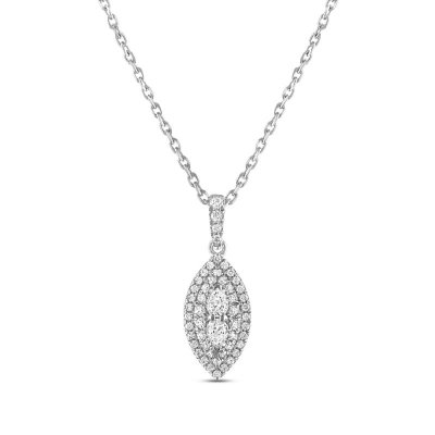 Forever Connected Diamond Necklace 1/4 ct tw Pear/Round-Cut 10K White Gold 18