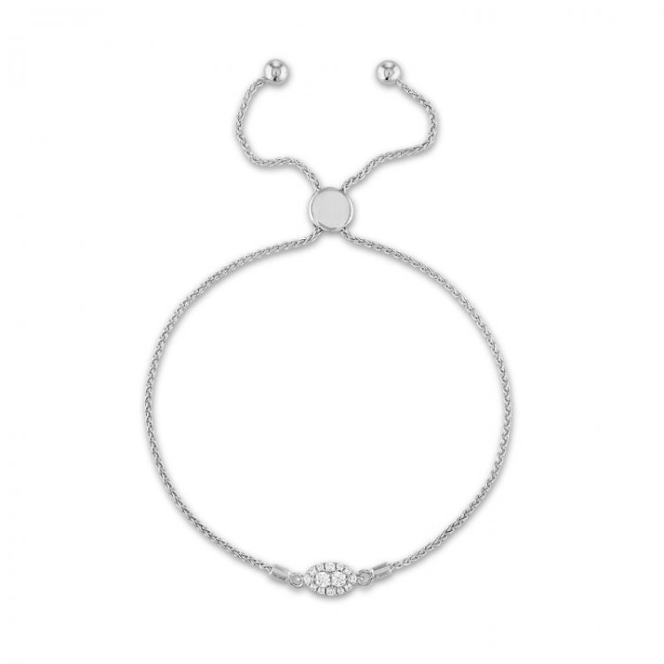 Forever Connected Diamond Bolo Bracelet 1/5 ct tw Round-Cut 10K White Gold