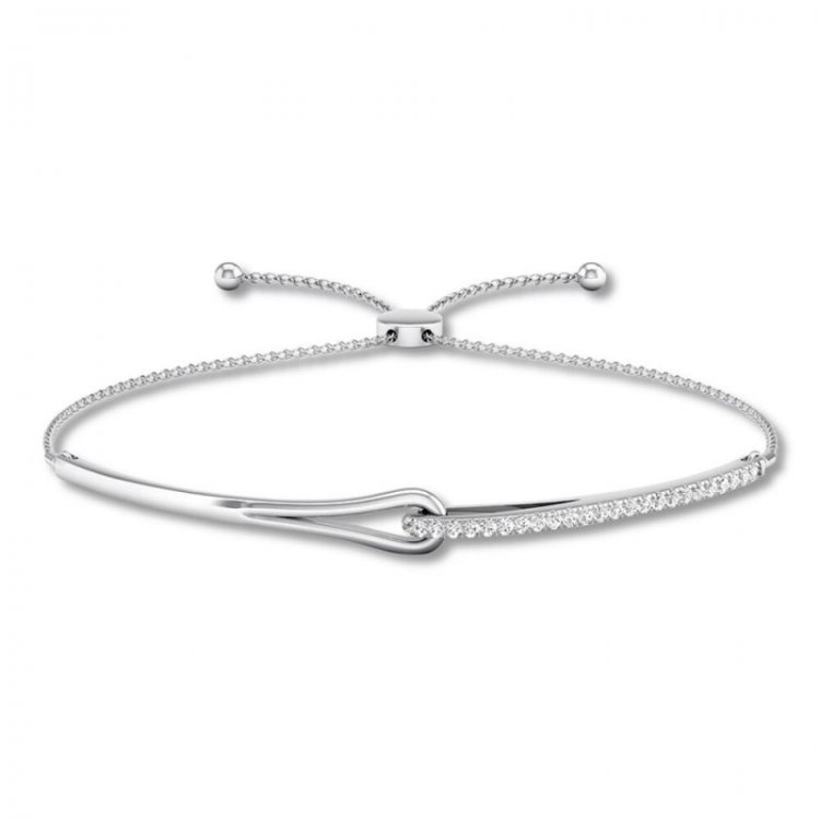 Love + Be Loved Diamond Bolo Bracelet 1/4 ct tw 10K White Gold