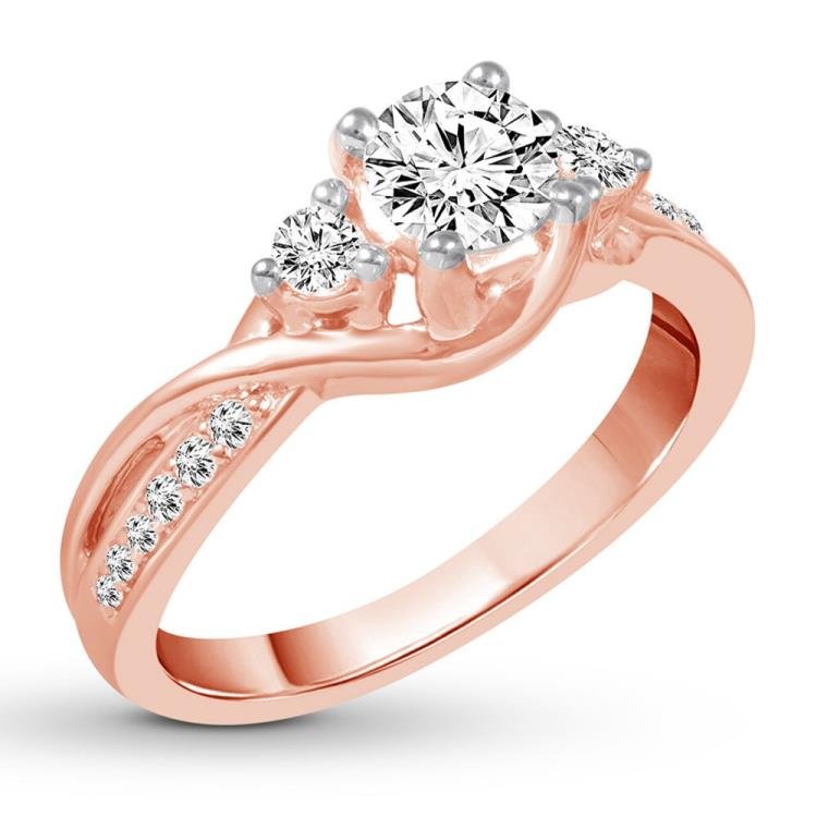 Three-Stone Diamond Ring 1 ct tw Round-cut 14K Rose Gold