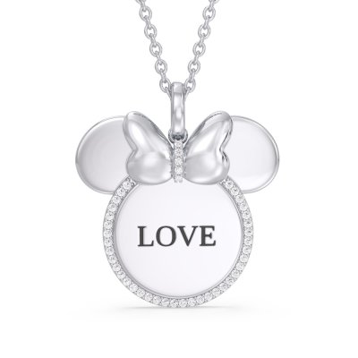 Disney Treasures Minnie Mouse Diamond Necklace 1/10 ct tw Sterling Silver 17