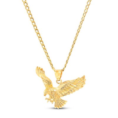 Mens Eagle Necklace 10K Yellow Gold 22