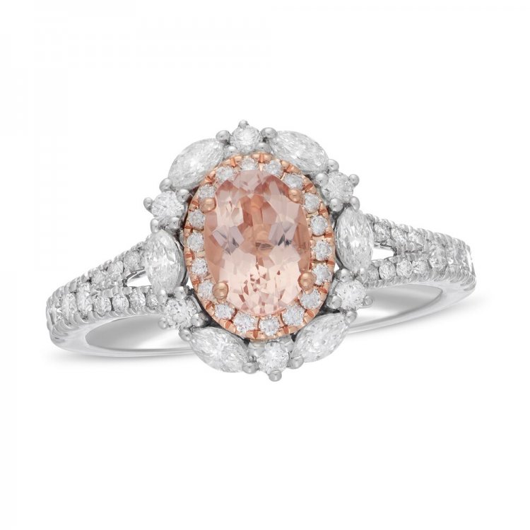 Neil Lane Morganite Engagement Ring 3/4 ct tw Diamonds 14K Two-Tone Gold