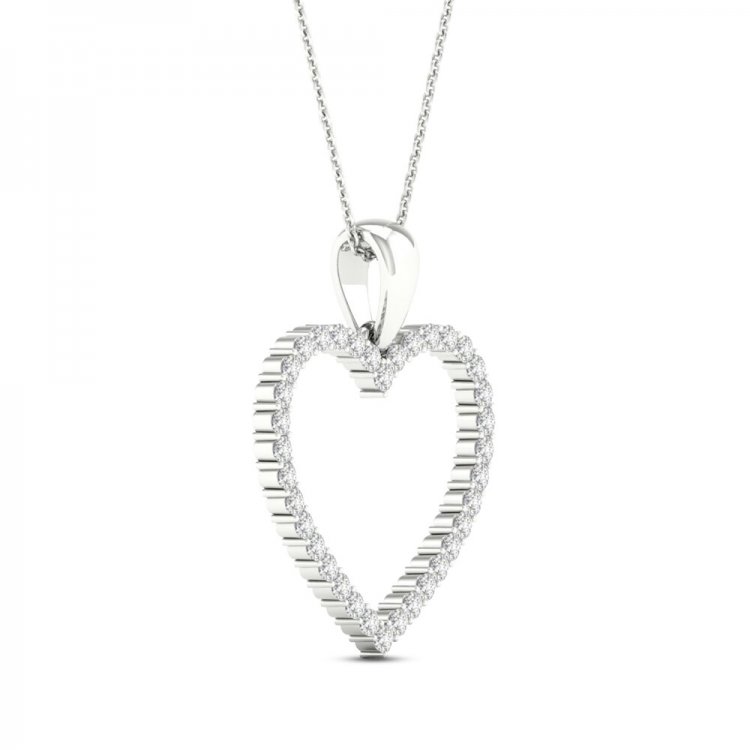 Diamond Heart Necklace 1/4 ct tw Round-Cut 10K White Gold 18