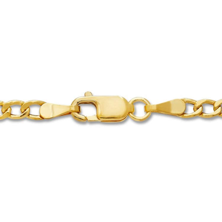 Mens Hollow Figaro Chain 14K Yellow Gold 24