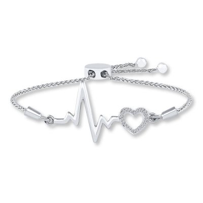 Heartbeat Bolo Bracelet 1/20 ct tw Diamonds Sterling Silver