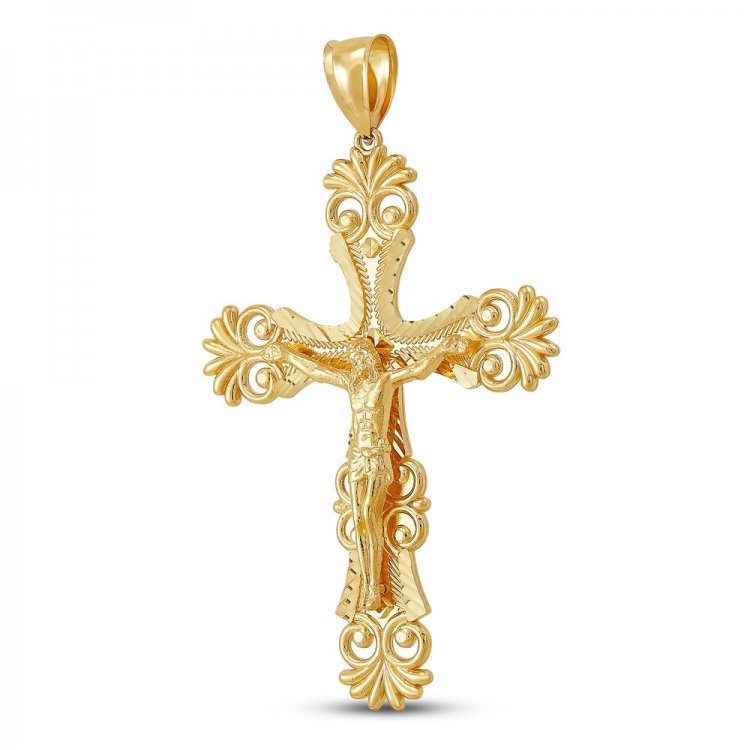 Mens Cross Pendant 10K Yellow Gold