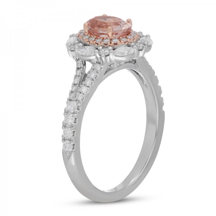 Neil Lane Morganite Engagement Ring 3/4 ct tw Diamonds 14K Two-Tone Gold