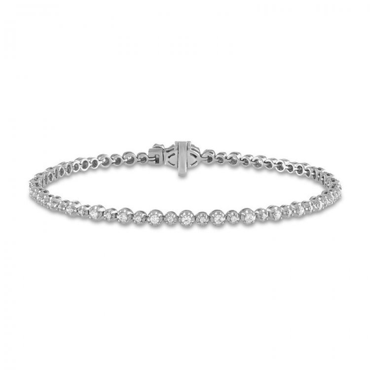 Forever Connected Diamond Bracelet 1 ct tw Round-Cut 10K White Gold 7.25