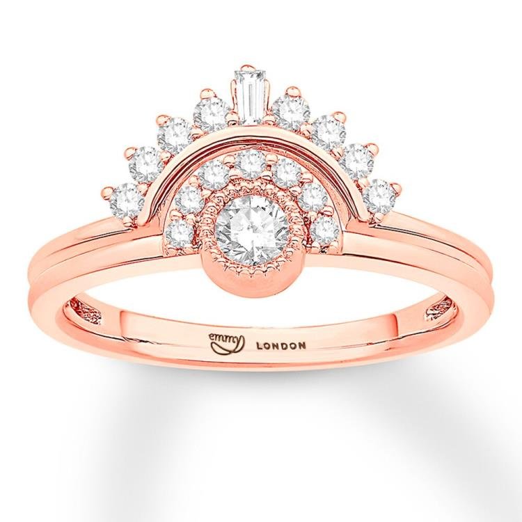 Emmy London Diamond Ring 3/8 ct tw Round-cut 10K Rose Gold