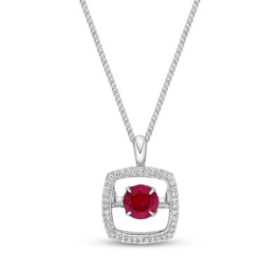 Unstoppable Love Ruby Necklace 1/10 ct tw Diamonds Sterling Silver 19