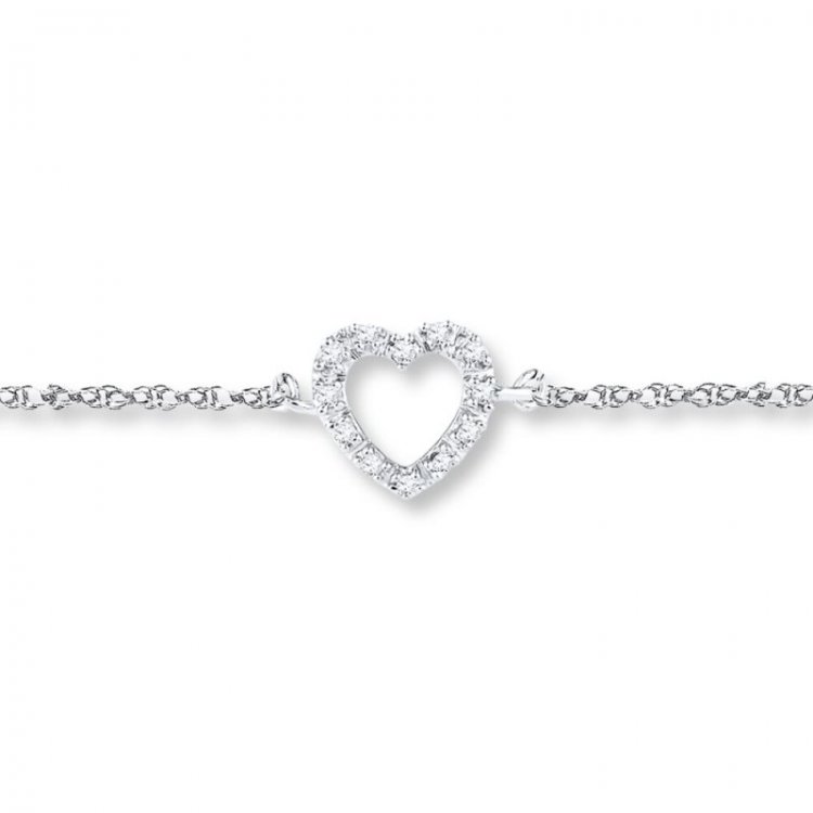 Heart Anklet 1/20 ct tw Diamonds Sterling Silver