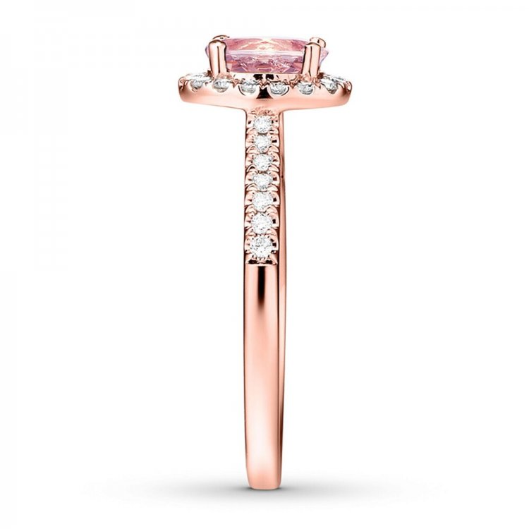 Morganite Engagement Ring 1/4 ct tw Diamonds 14K Rose Gold