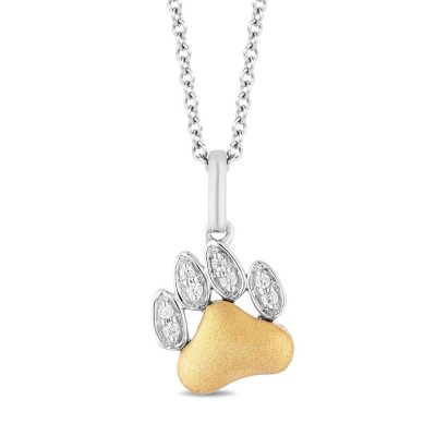 Disney Treasures Lion King Diamond Paw Necklace 1/20 ct tw 10K Yellow Gold/Sterling Silver 17