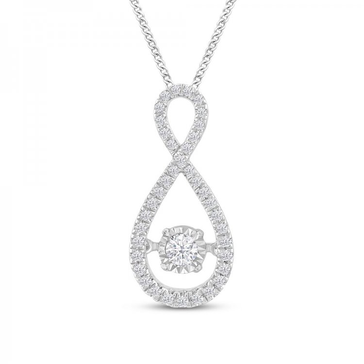 Diamond Infinity Necklace 1/3 ct tw Round-cut 10K White Gold 19