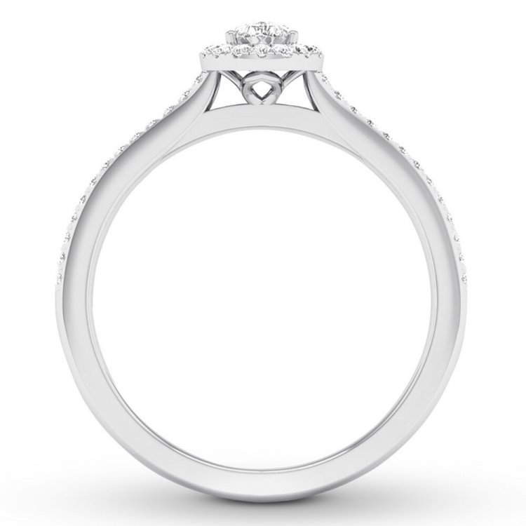 Diamond Engagement Ring 1/3 ct tw Pear/Round 10K White Gold