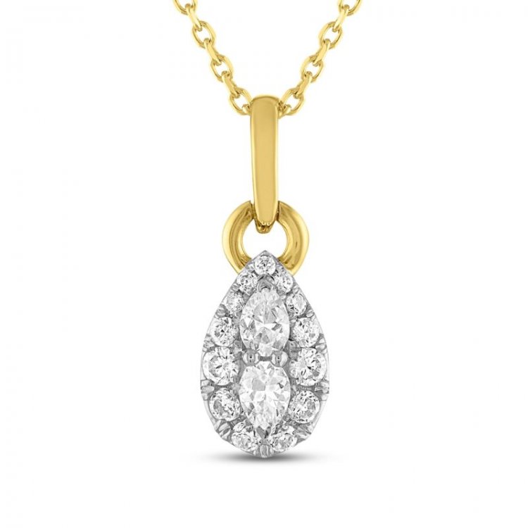 Forever Connected Diamond Necklace 1/3 ct tw Pear/Round-Cut 10K Yellow Gold 18