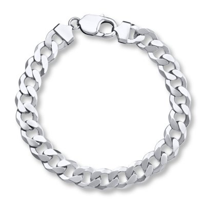 Mens Curb Chain Bracelet Sterling Silver 8.5 Length