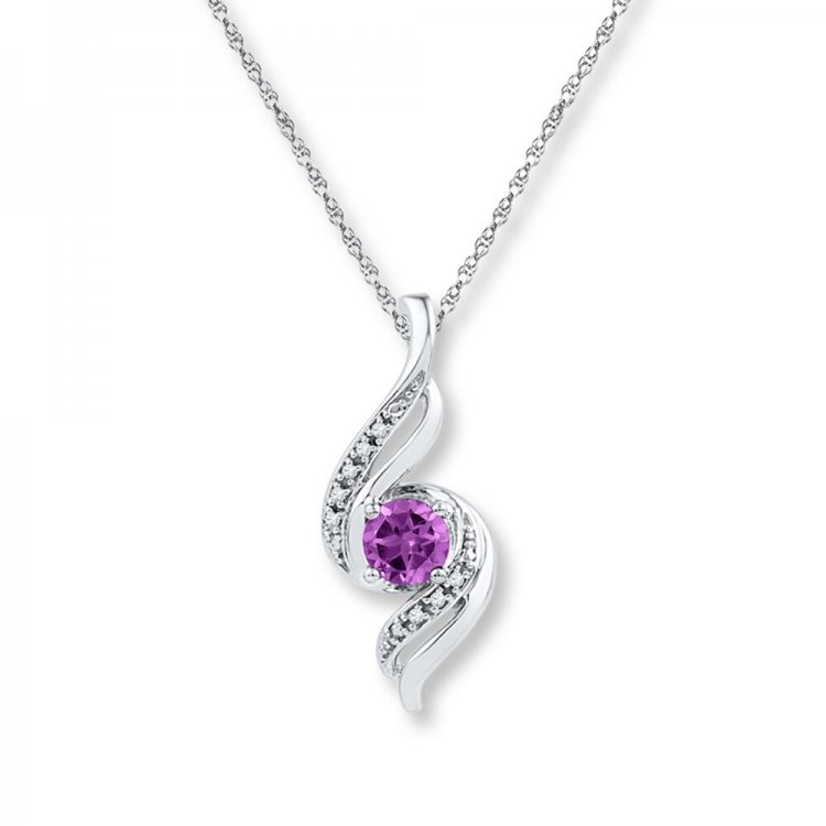 Amethyst Necklace Diamond Accents Sterling Silver