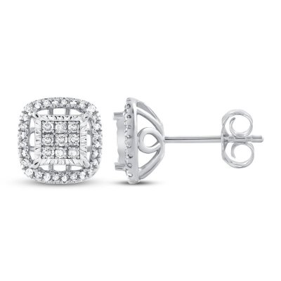 Diamond Stud Earrings 1/4 ct tw Sterling Silver