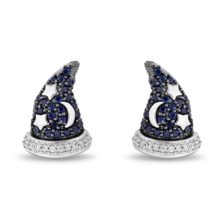 Treasures Fantasia Blue Sapphire Earrings 1/20 ct tw Diamonds Sterling Silver