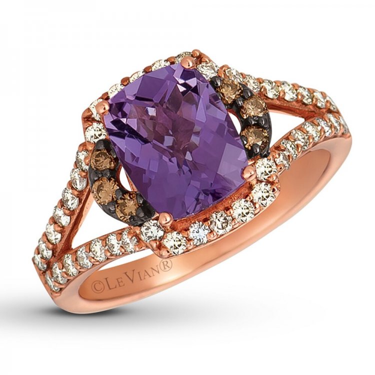 Le Vian Amethyst Ring 5/8 ct tw Diamonds 14K Strawberry Gold