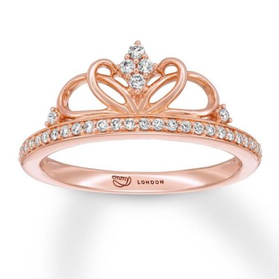 Emmy London Diamond Tiara Ring 1/5 cttw Round-cut 10K Rose Gold