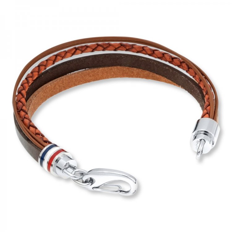 Men's Bracelet Stainless Steel  Multi-Colored Leather