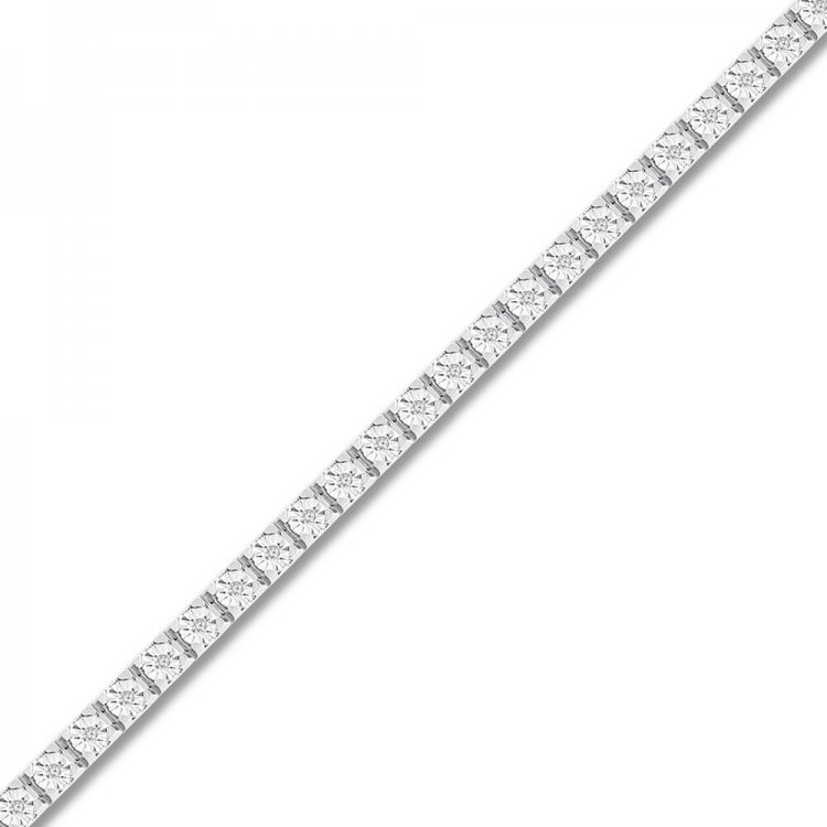 Diamond Bracelet 1/6 ct tw Round-cut Sterling Silver 7.5