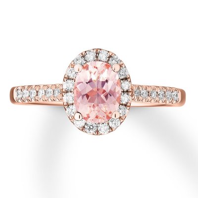 Morganite Engagement Ring 1/4 ct tw Diamonds 14K Rose Gold