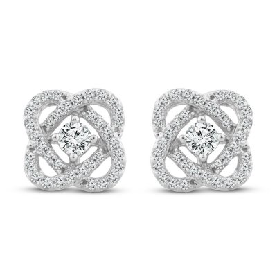 Center of Me Diamond Stud Earrings 1/2 ct tw 10K White Gold