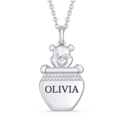 Disney Treasures Winnie the Pooh Diamond Necklace 1/20 ct tw Sterling Silver 17