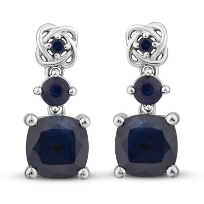 Center of Me Blue Sapphire Drop Earrings 10K White Gold