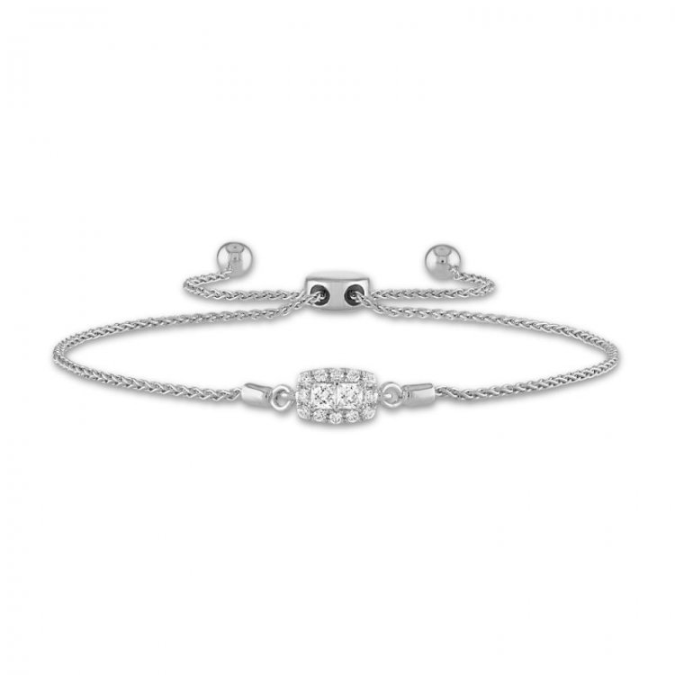 Forever Connected Diamond Bolo Bracelet 1/5 ct tw Princess/Round-Cut 10K White Gold