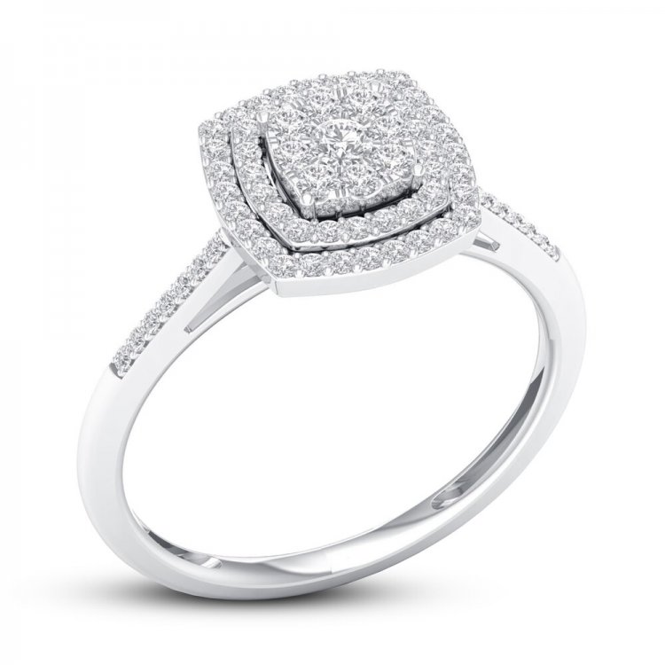 Diamond Engagement Ring 1/4 ct tw Round-cut 10K White Gold