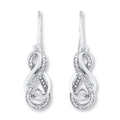 Diamond Infinity Earrings 1/15 ct tw Round-cut Sterling Silver